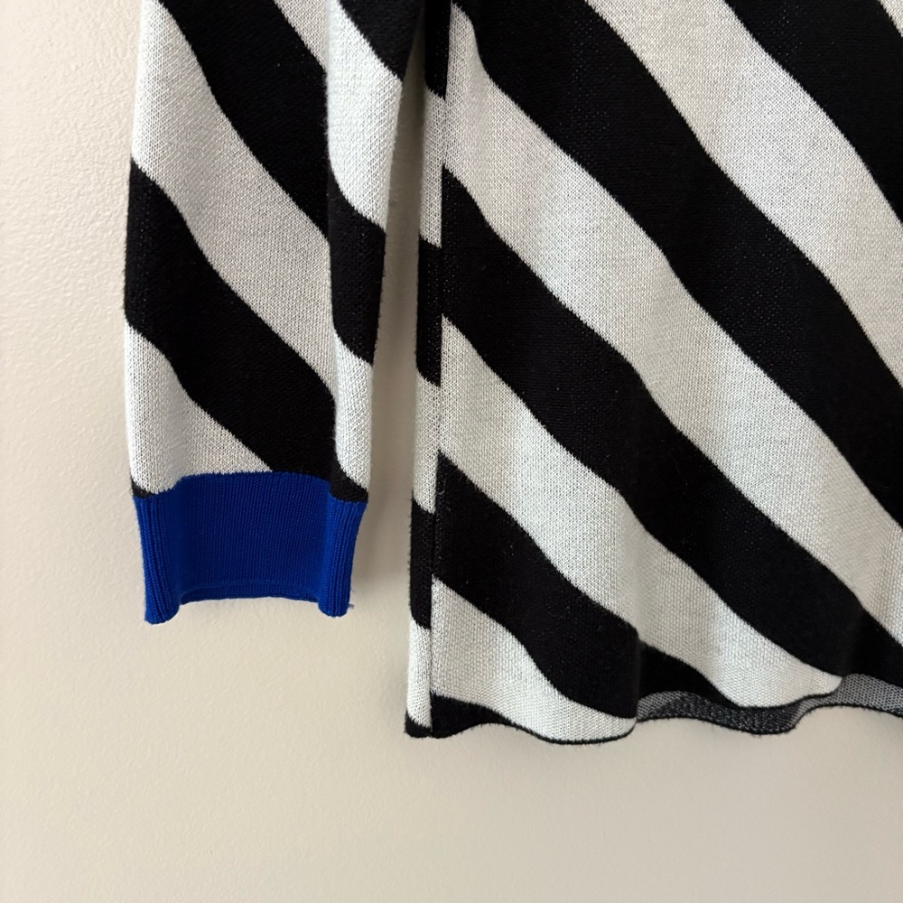 Maeve by Anthropologie striped pullover sweater black ivory blue trim size S - Picture 8 of 13